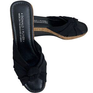 Donald J Pliner Womens Black Wedge Sandals Size 8.5 M Cork Heel